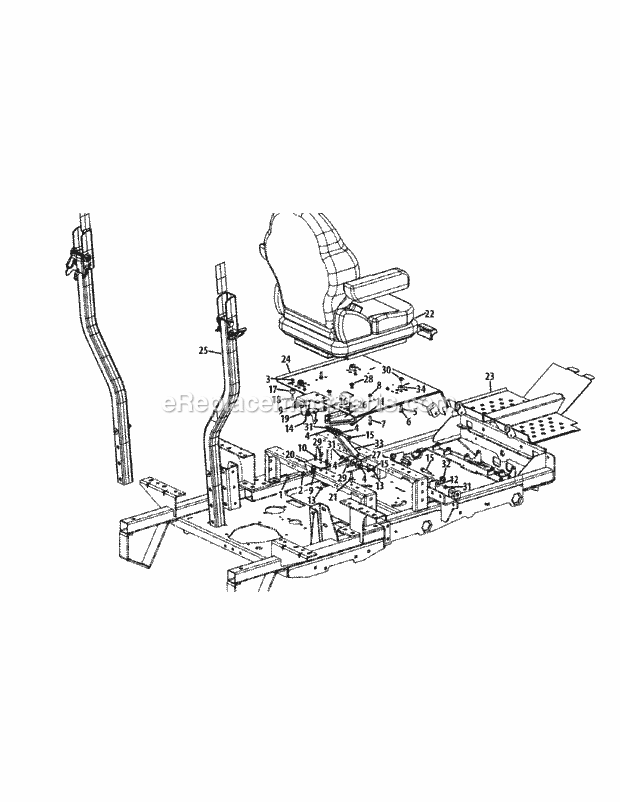 Seat Assembly Diagram and Parts List for S6032-D 53BY8DU6750 Cub Cadet Sprayer